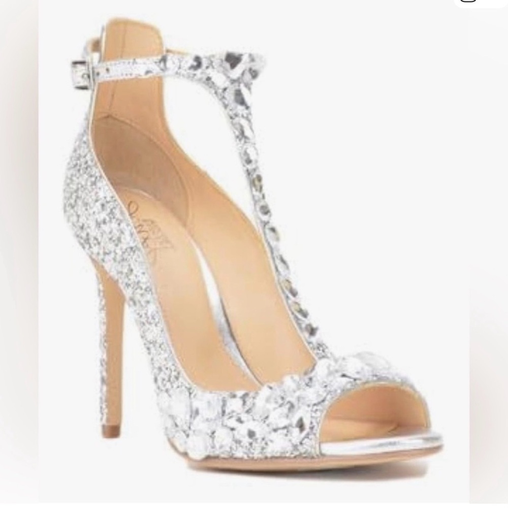 Jewel Badgley Mischka Silver High Heel Sandals